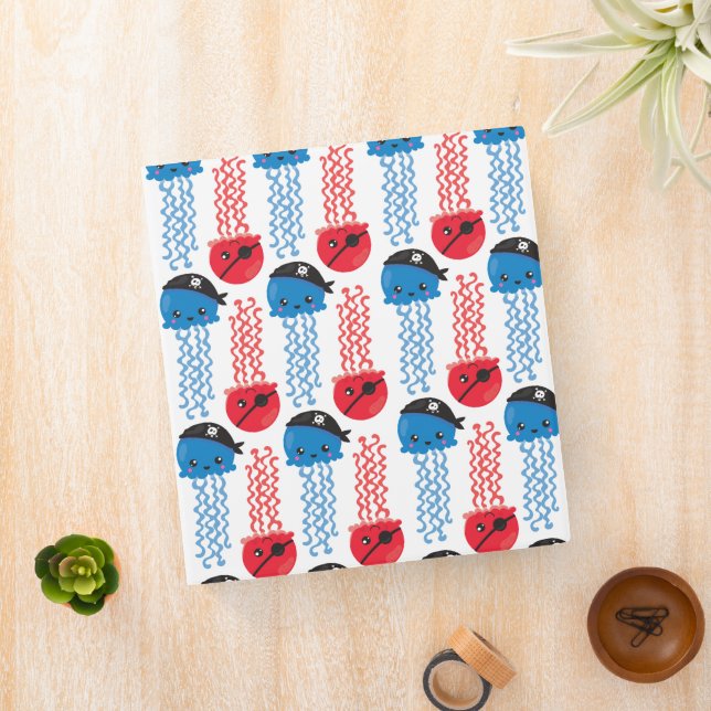 Pirate Jellyfish, Jellyfish Pattern, Sea Animals 3 Ring Binder (In Situ)