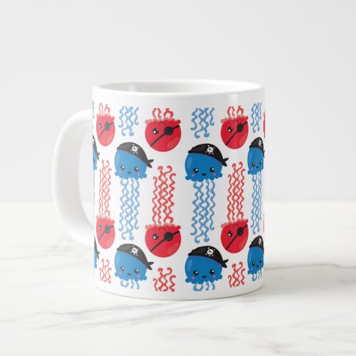 Pirate Jellyfish Jellyfish Pattern Sea Animals Giant Coffee Mug