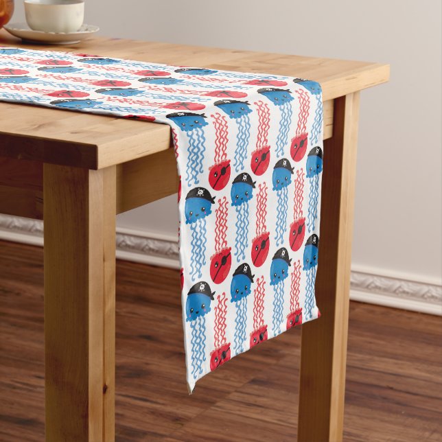 Pirate Jellyfish, Jellyfish Pattern, Sea Animals Medium Table Runner (In Situ)