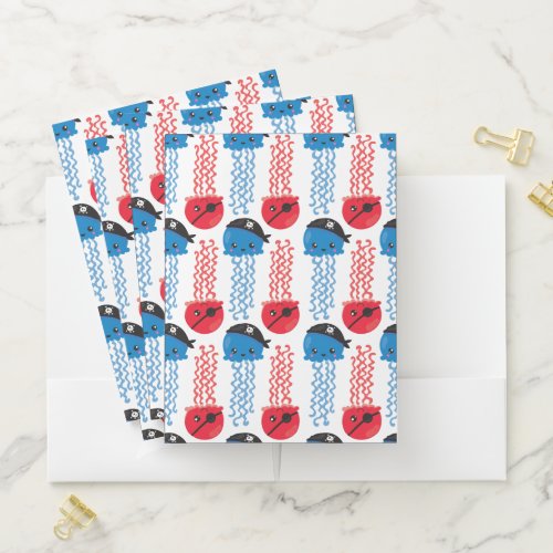 Pirate Jellyfish Jellyfish Pattern Sea Animals Pocket Folder