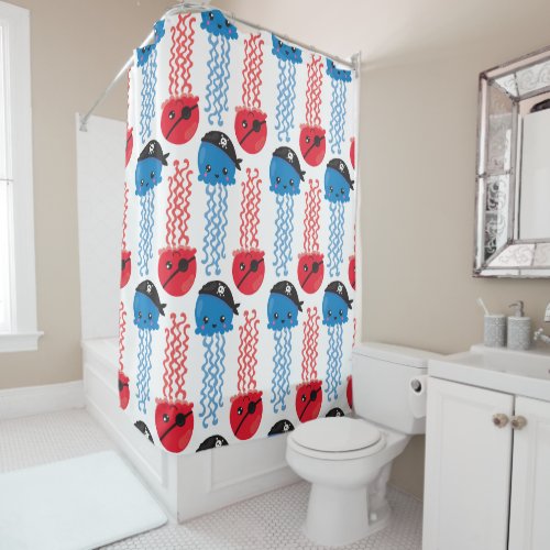 Pirate Jellyfish Jellyfish Pattern Sea Animals Shower Curtain