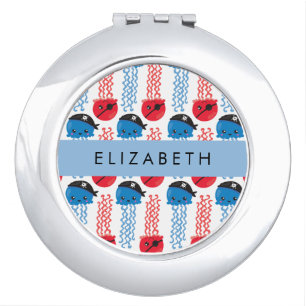 Pirate Jellyfish, Jellyfish Pattern, Your Name Compact Mirror