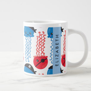 Pirate Jellyfish, Jellyfish Pattern, Your Name Giant Coffee Mug