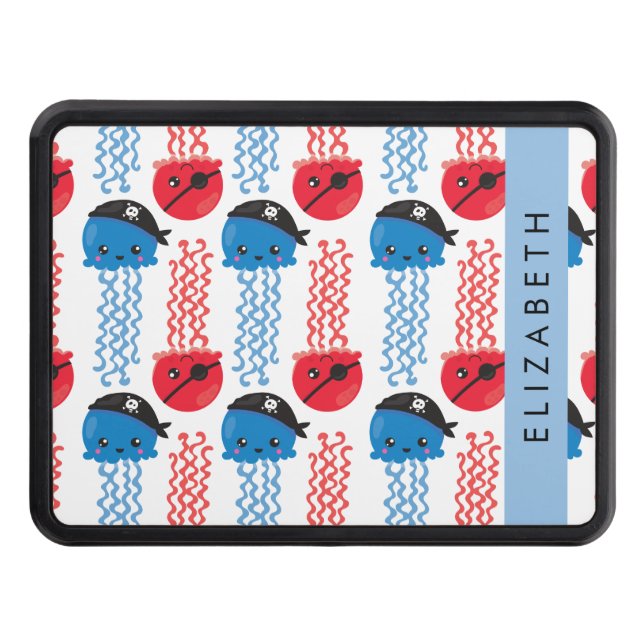 Pirate Jellyfish, Jellyfish Pattern, Your Name Hitch Cover (Front)