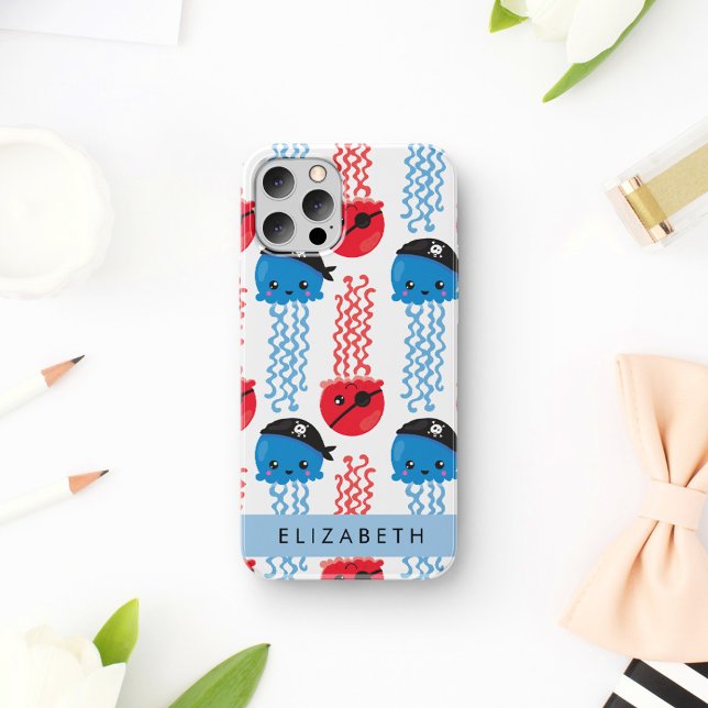 Pirate Jellyfish, Jellyfish Pattern, Your Name iPhone Case (Creator Uploaded)