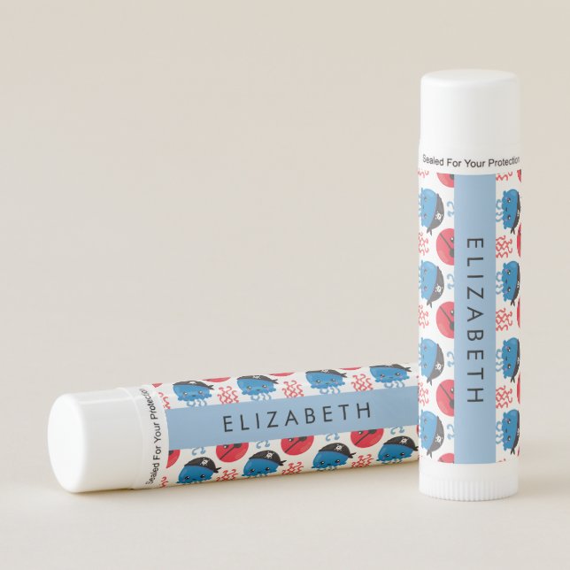Pirate Jellyfish, Jellyfish Pattern, Your Name Lip Balm (Front)