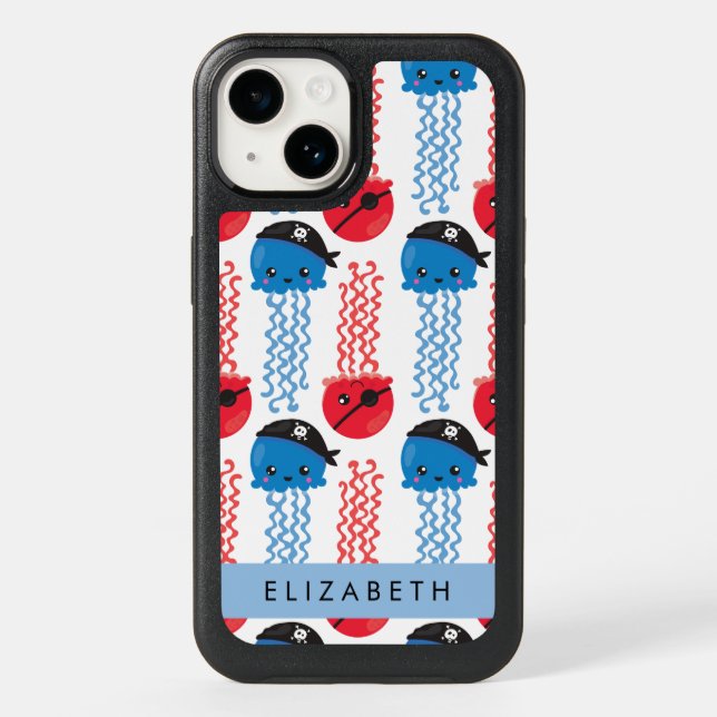 Pirate Jellyfish, Jellyfish Pattern, Your Name Otterbox iPhone Case (Back)