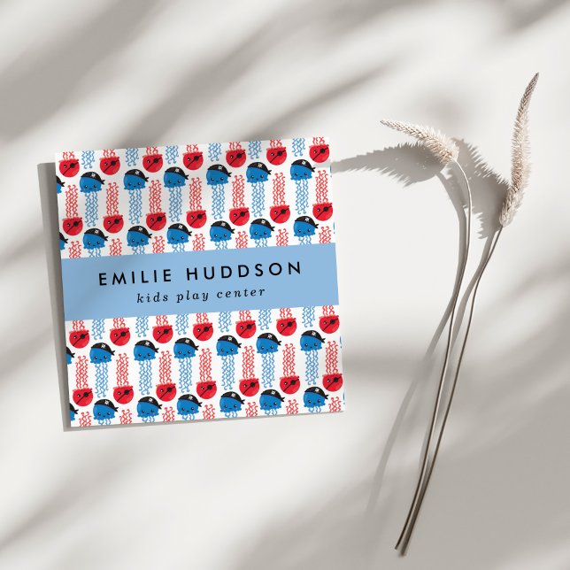 Pirate Jellyfish, Play Center, Activity Center Square Business Card (Creator Uploaded)