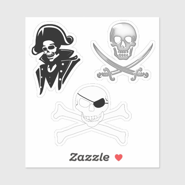 Pirate Jolly Roger 3 pack Sticker (Sheet)