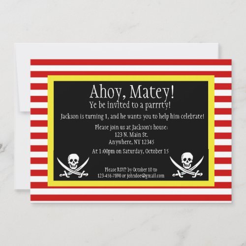 Pirate Jolly Roger Birthday Invitation