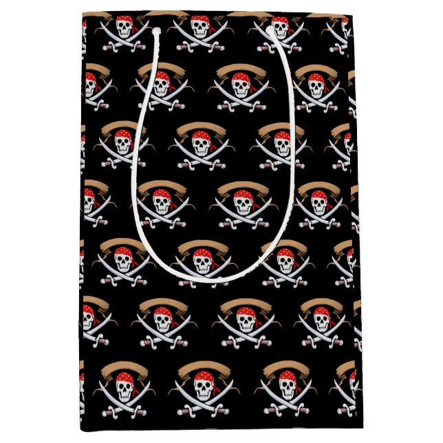 Pirate Jolly Roger birthday party Medium Gift Bag (Front)