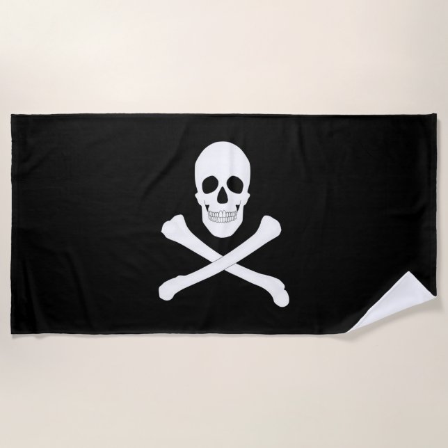 Pirate (Jolly Roger) Flag Beach Towel (Front)