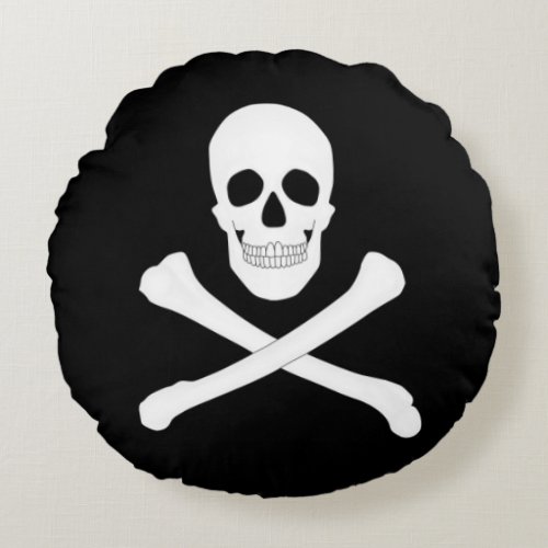 Pirate Jolly Roger Flag Round Pillow