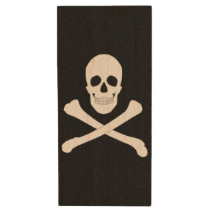 Pirate (Jolly Roger) Flag Wood Flash Drive
