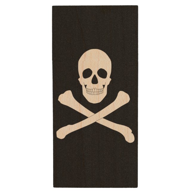 Pirate (Jolly Roger) Flag Wood Flash Drive (Front Vertical)
