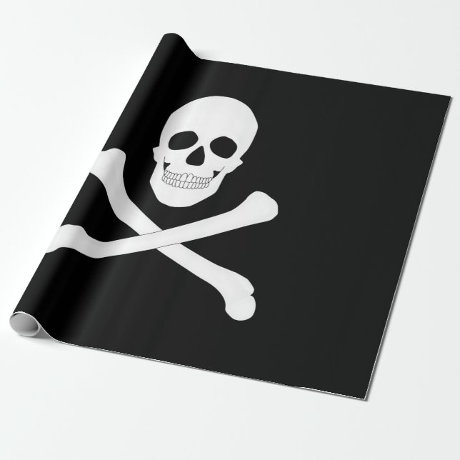 Pirate (Jolly Roger) Flag Wrapping Paper (Unrolled)