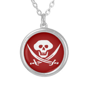 Pirate Jolly Roger Silver Plated Necklace
