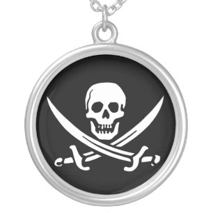 Pirate, Jolly Roger Silver Plated Necklace