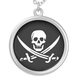 Pirate, Jolly Roger Silver Plated Necklace