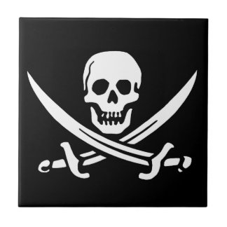 Pirate Jolly Roger Skull Ceramic Tile