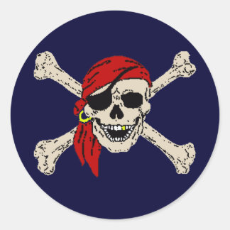 Pirate, Jolly Roger, Skull Classic Round Sticker