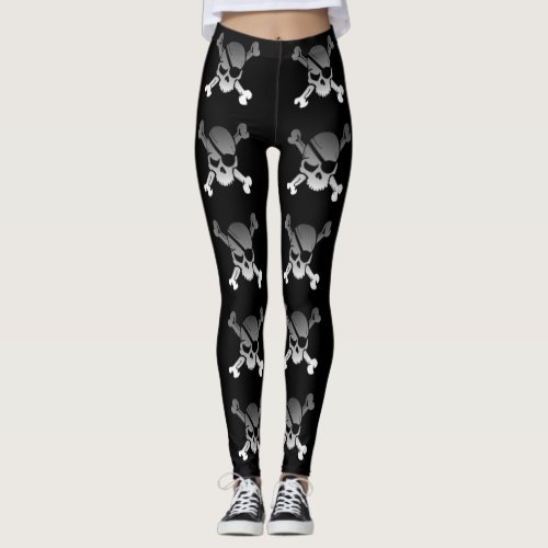 Pirate Jolly Roger Skull  Crossbones Leggings