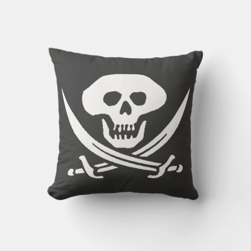 Pirate Jolly Roger Skull Throw Pillow