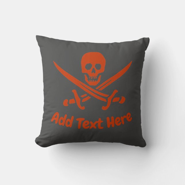Pirate Jolly Roger Skull Throw Pillow (Front)