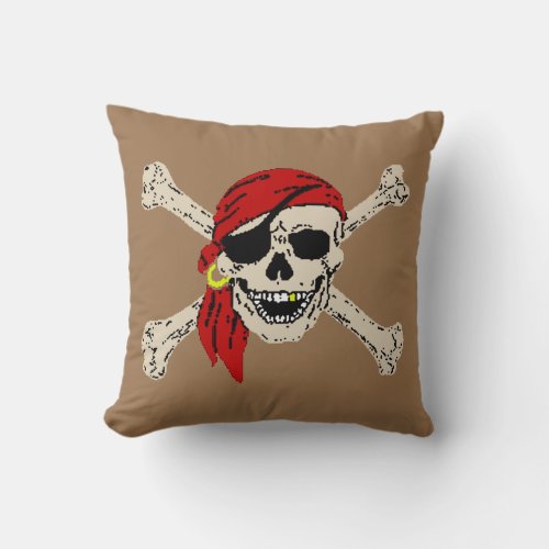 Pirate Jolly Roger Skull Throw Pillow