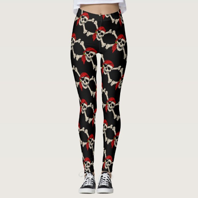 Pirate, Jolly Roger,style, Leggings (Front)