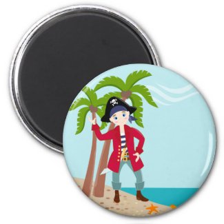 Pirate kid birthday party 2 inch round magnet