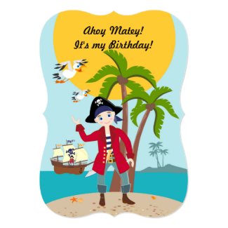 Pirate kid birthday party 5" x 7" invitation card