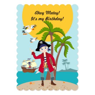 Pirate kid birthday party 5" x 7" invitation card