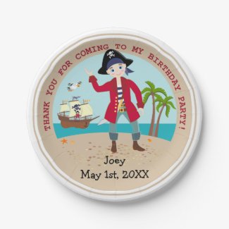 Pirate kid birthday party 7 inch paper plate