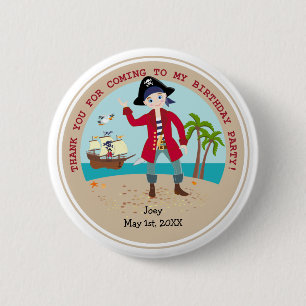Pirate kid birthday party button