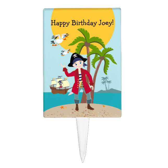 Pirate kid birthday party cake topper (Front)