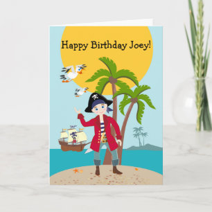 Pirate kid birthday party card