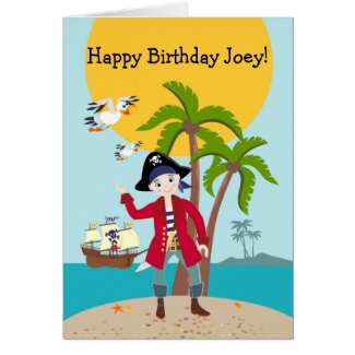Pirate kid birthday party greeting card