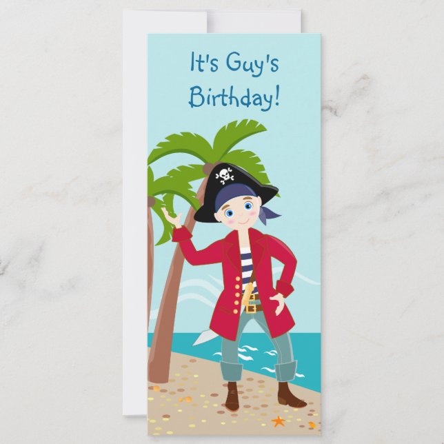 Pirate kid birthday party invitation (Front)