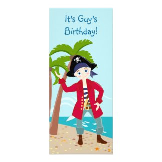 Pirate kid birthday party 4" x 9.25" invitation card