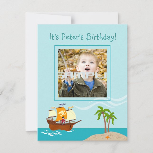 Pirate kid birthday party invitation (Front)