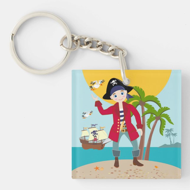 Pirate kid birthday party keychain (Front)