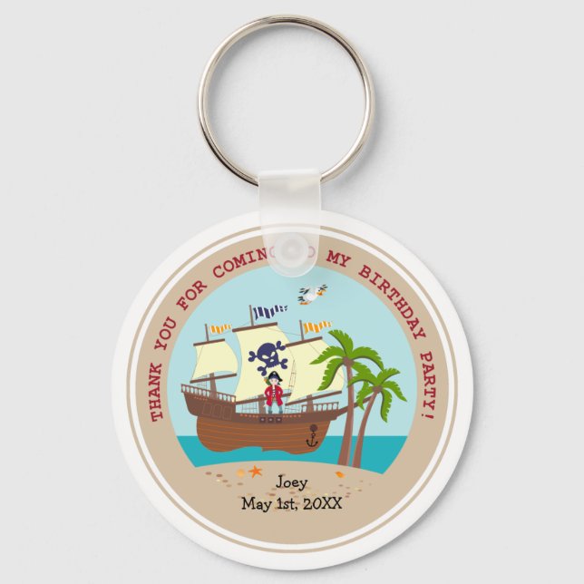 Pirate kid birthday party keychain (Front)