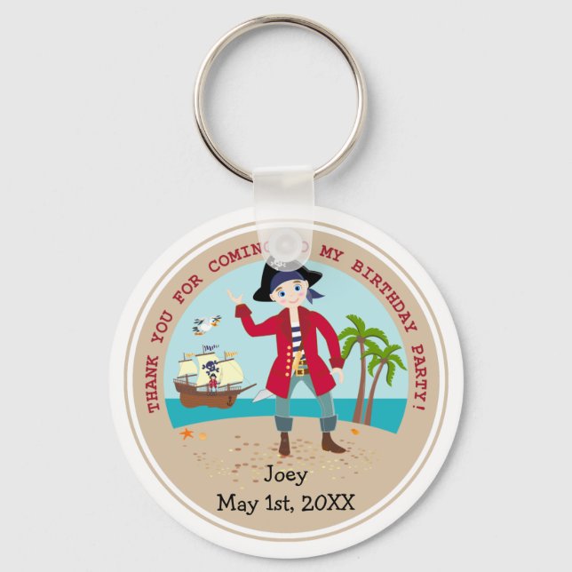 Pirate kid birthday party keychain (Front)