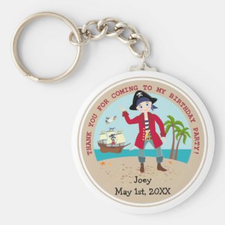 Pirate kid birthday party basic round button keychain