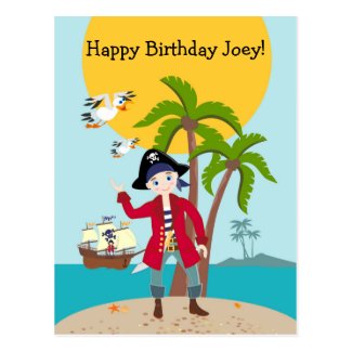 Pirate kid birthday party postcard