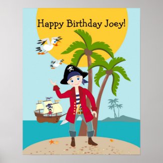 Pirate kid birthday party poster