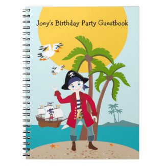 Pirate kid birthday party spiral notebook