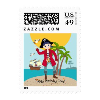 Pirate kid birthday party stamps