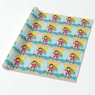 Pirate kid birthday party wrapping paper